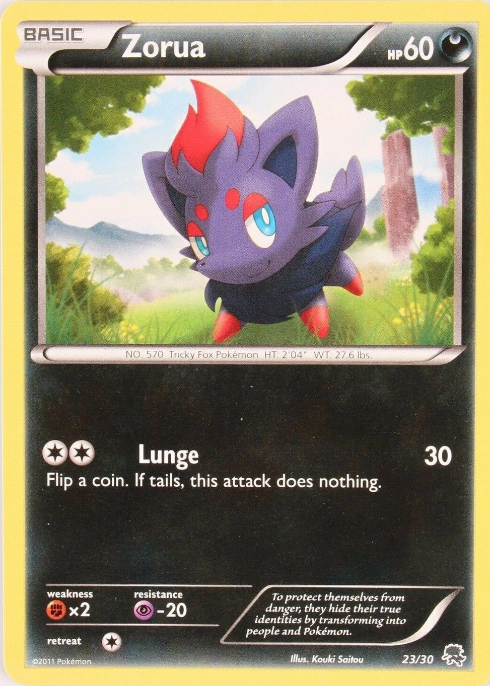 Zorua (23/30) [Black & White: Trainer Kit - Zoroark] | Jomio and Rueliete's Cards and Comics