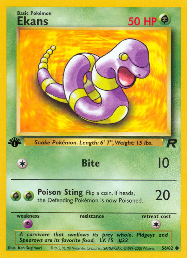 Ekans (56/82) [Team Rocket 1st Edition] | Jomio and Rueliete's Cards and Comics