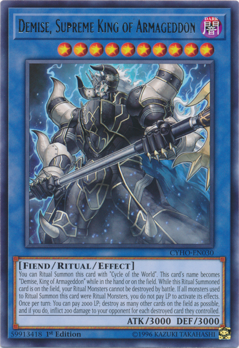 Demise, Supreme King of Armageddon [CYHO-EN030] Rare | Jomio and Rueliete's Cards and Comics