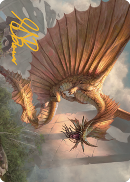Ancient Gold Dragon Art Card (28) (Gold-Stamped Signature) [Commander Legends: Battle for Baldur's Gate Art Series] | Jomio and Rueliete's Cards and Comics