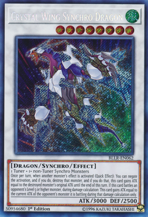Crystal Wing Synchro Dragon [BLLR-EN062] Secret Rare | Jomio and Rueliete's Cards and Comics