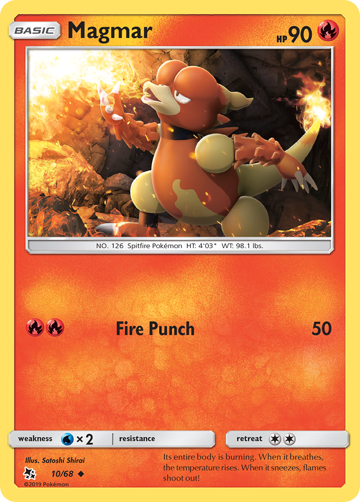 Magmar (10/68) [Sun & Moon: Hidden Fates] | Jomio and Rueliete's Cards and Comics