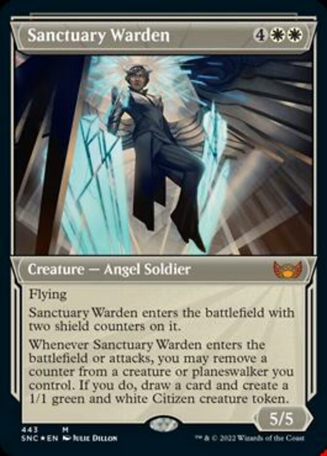 Sanctuary Warden (Showcase Art Deco Foil Etched) [Streets of New Capenna] | Jomio and Rueliete's Cards and Comics