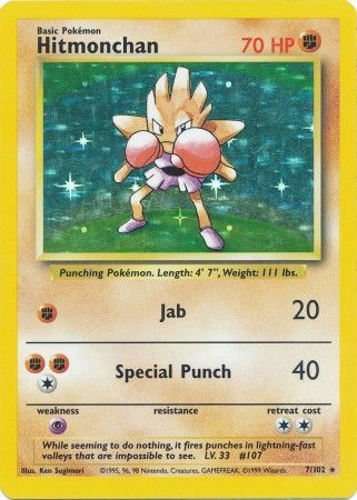 Hitmonchan (7/102) [Base Set Unlimited] | Jomio and Rueliete's Cards and Comics