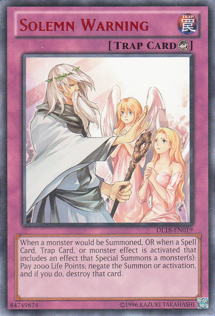 Solemn Warning (Red) [DL18-EN019] Rare | Jomio and Rueliete's Cards and Comics