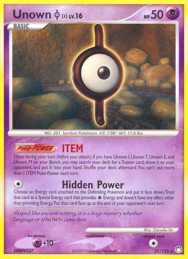 Unown I (37/123) [Diamond & Pearl: Mysterious Treasures] | Jomio and Rueliete's Cards and Comics
