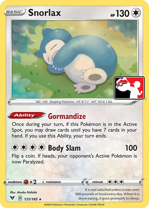 Snorlax (131/185) [Prize Pack Series One] | Jomio and Rueliete's Cards and Comics