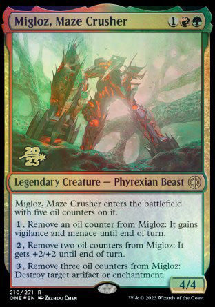 Migloz, Maze Crusher [Phyrexia: All Will Be One Prerelease Promos] | Jomio and Rueliete's Cards and Comics