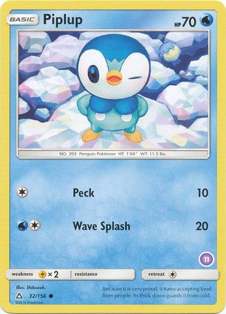 Piplup (32/156) (Deck Exclusive #11) [Sun & Moon: Trainer Kit - Alolan Sandslash] | Jomio and Rueliete's Cards and Comics