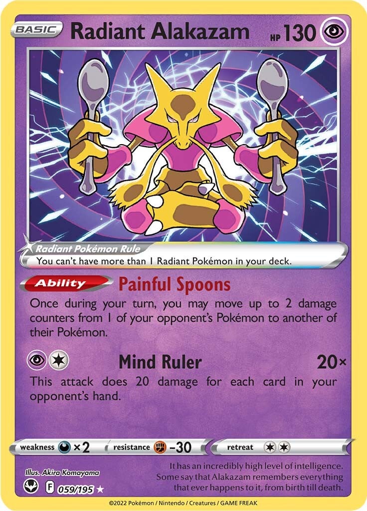 Radiant Alakazam (059/195) [Sword & Shield: Silver Tempest] | Jomio and Rueliete's Cards and Comics