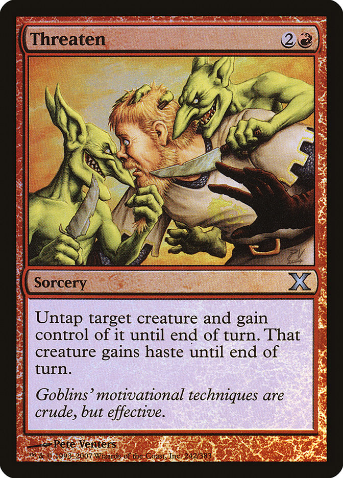 Threaten (Premium Foil) [Tenth Edition] | Jomio and Rueliete's Cards and Comics
