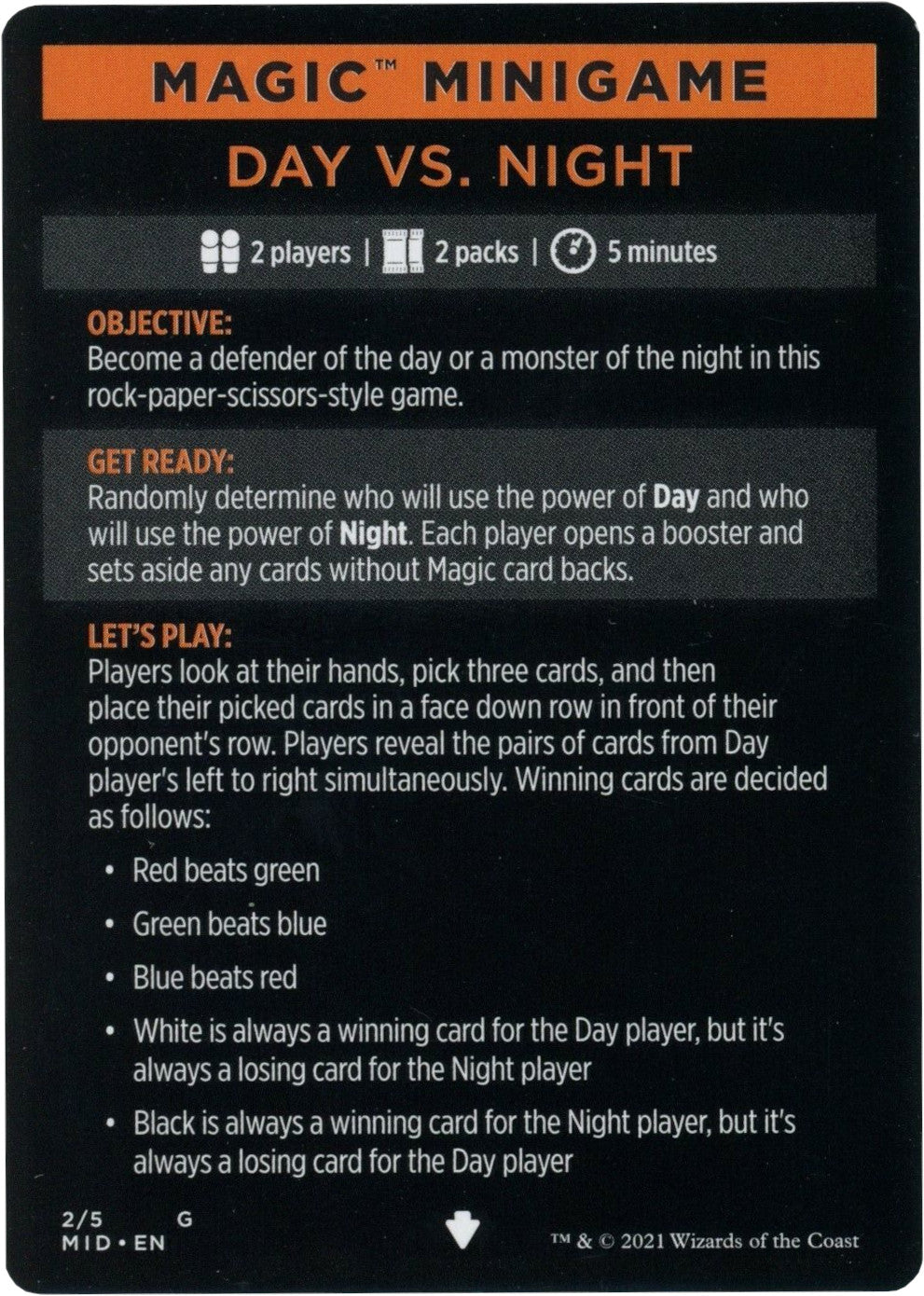 Day Vs. Night (Magic Minigame) [Innistrad: Midnight Hunt Minigame] | Jomio and Rueliete's Cards and Comics