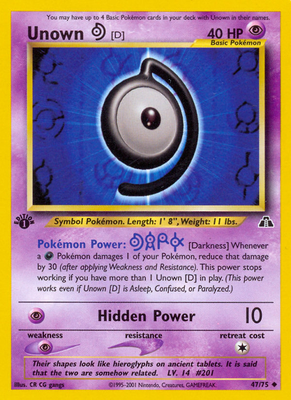 Unown [D] (47/75) [Neo Discovery 1st Edition] | Jomio and Rueliete's Cards and Comics