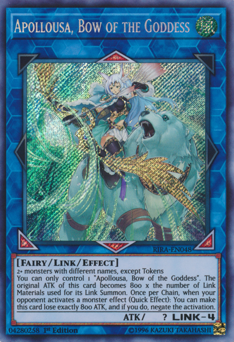 Apollousa, Bow of the Goddess [RIRA-EN048] Secret Rare | Jomio and Rueliete's Cards and Comics