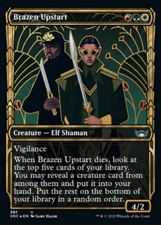Brazen Upstart (Showcase Golden Age Gilded Foil) [Streets of New Capenna] | Jomio and Rueliete's Cards and Comics
