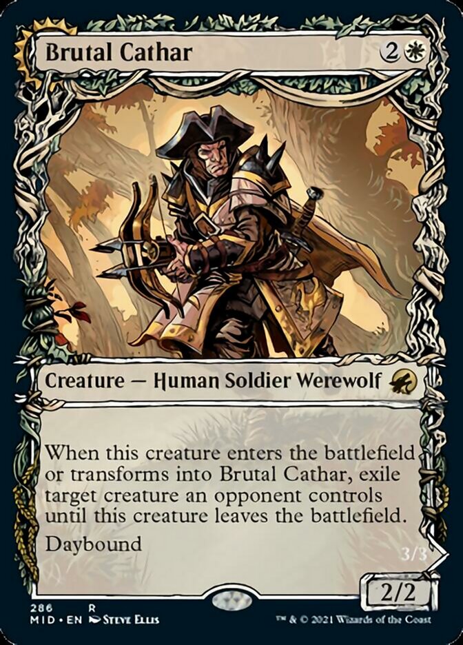 Brutal Cathar // Moonrage Brute (Showcase Equinox) [Innistrad: Midnight Hunt] | Jomio and Rueliete's Cards and Comics