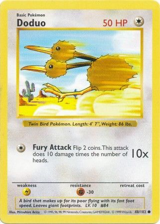 Doduo (48/102) [Base Set Shadowless Unlimited] | Jomio and Rueliete's Cards and Comics