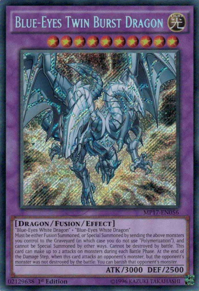 Blue-Eyes Twin Burst Dragon [MP17-EN056] Secret Rare | Jomio and Rueliete's Cards and Comics