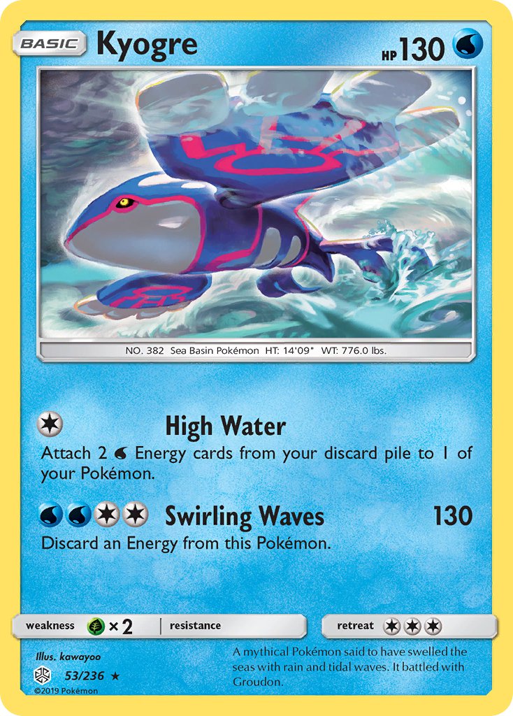 Kyogre (53/236) (Cracked Ice Holo) (Theme Deck Exclusive) [Sun & Moon: Cosmic Eclipse] | Jomio and Rueliete's Cards and Comics