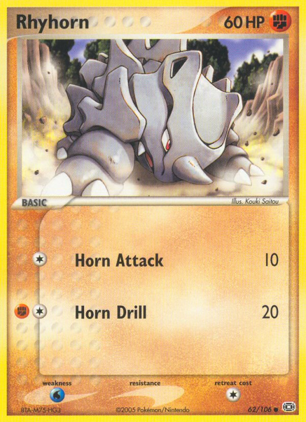 Rhyhorn (62/106) [EX: Emerald] | Jomio and Rueliete's Cards and Comics