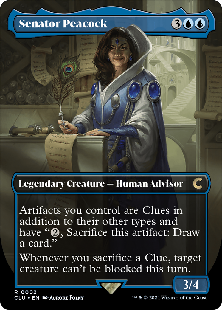 Senator Peacock (Borderless) [Ravnica: Clue Edition] | Jomio and Rueliete's Cards and Comics