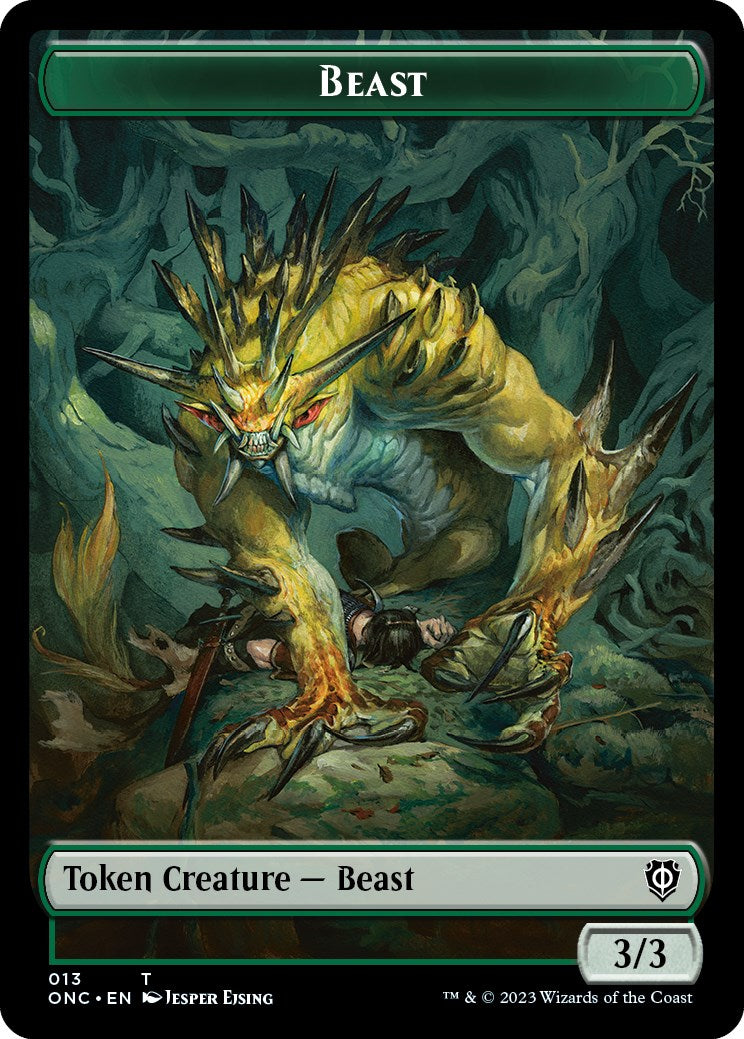 Poison Counter // Beast Double-Sided Token [Phyrexia: All Will Be One Commander Tokens] | Jomio and Rueliete's Cards and Comics