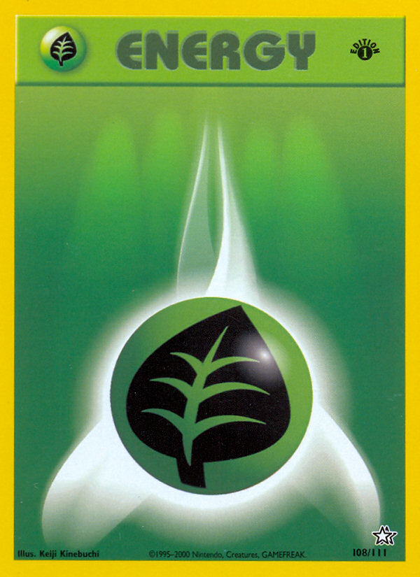 Grass Energy (108/111) [Neo Genesis 1st Edition] | Jomio and Rueliete's Cards and Comics