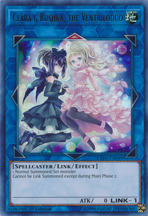 Clara & Rushka, the Ventriloduo [EXFO-EN049] Ultra Rare | Jomio and Rueliete's Cards and Comics