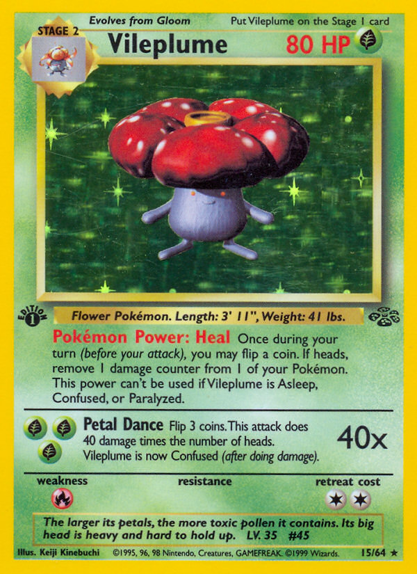 Vileplume (15/64) [Jungle 1st Edition] | Jomio and Rueliete's Cards and Comics