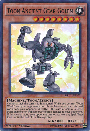 Toon Ancient Gear Golem [DRL2-EN022] Super Rare | Jomio and Rueliete's Cards and Comics
