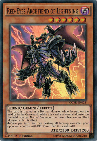 Red-Eyes Archfiend of Lightning [CORE-EN023] Super Rare | Jomio and Rueliete's Cards and Comics