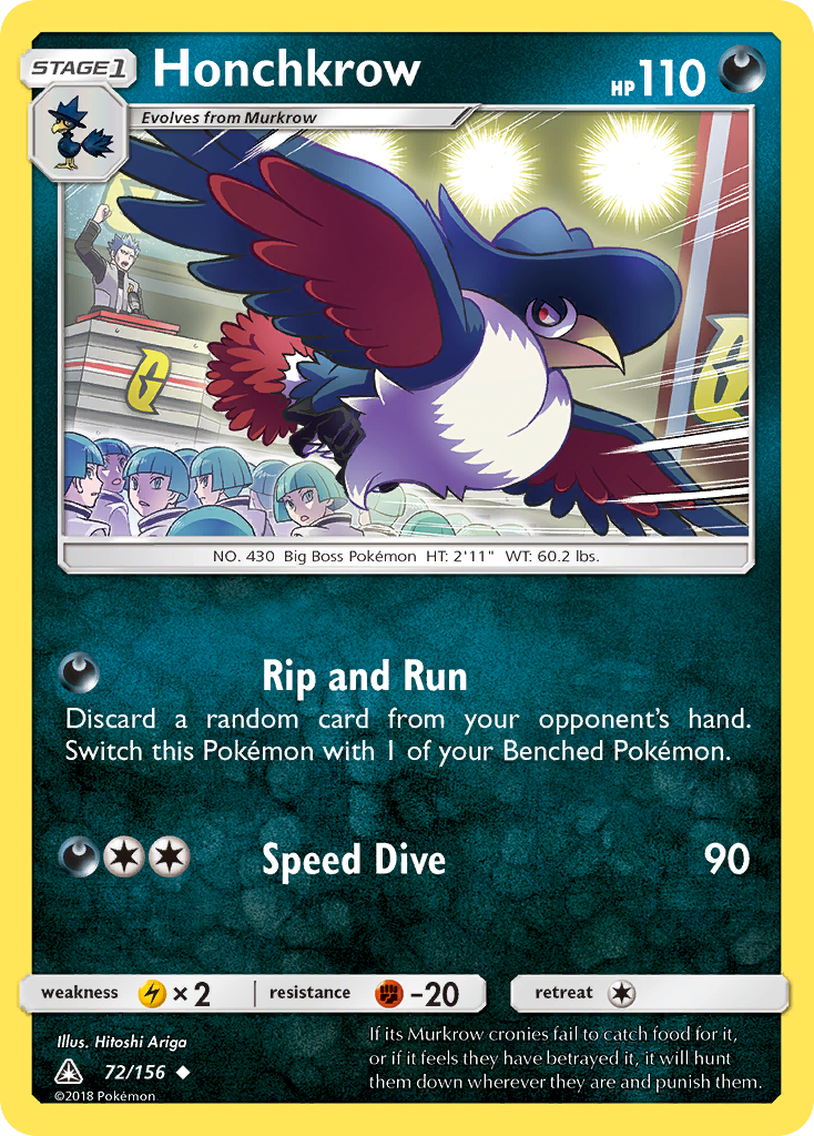 Honchkrow (72/156) [Sun & Moon: Ultra Prism] | Jomio and Rueliete's Cards and Comics