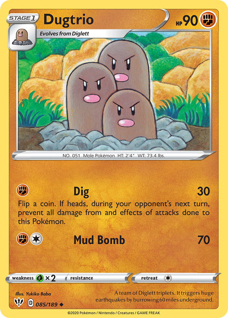Dugtrio (085/189) [Sword & Shield: Darkness Ablaze] | Jomio and Rueliete's Cards and Comics