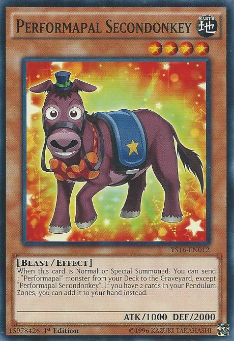 Performapal Secondonkey [YS16-EN012] Common | Jomio and Rueliete's Cards and Comics