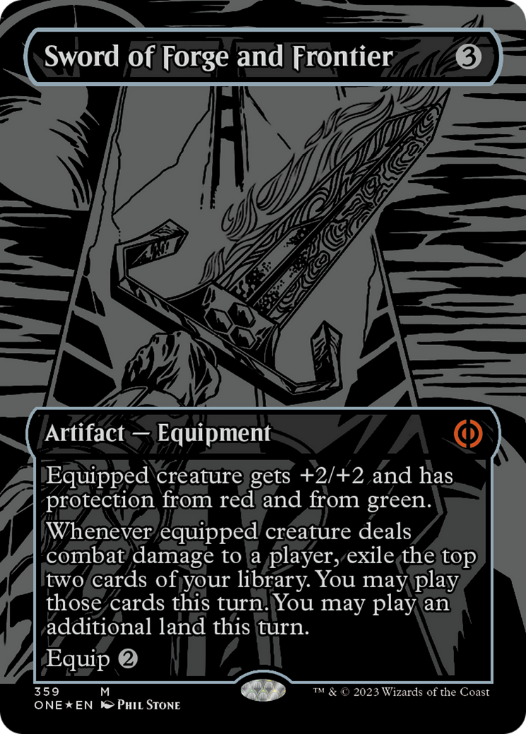 Sword of Forge and Frontier (Oil Slick Raised Foil) [Phyrexia: All Will Be One] | Jomio and Rueliete's Cards and Comics
