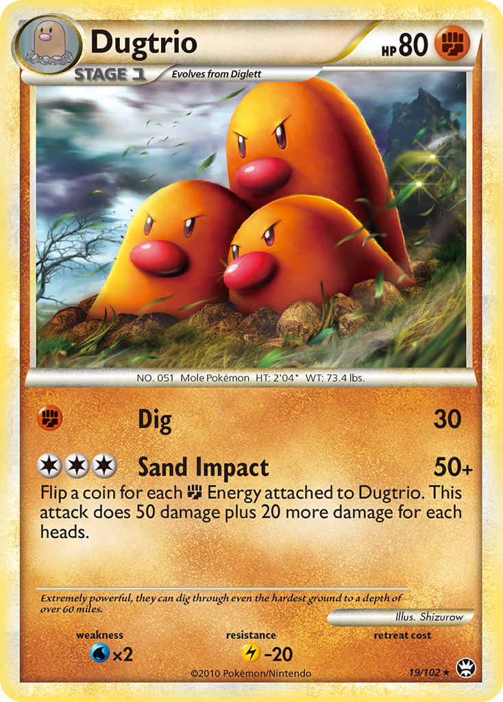 Dugtrio (19/102) [HeartGold & SoulSilver: Triumphant] | Jomio and Rueliete's Cards and Comics