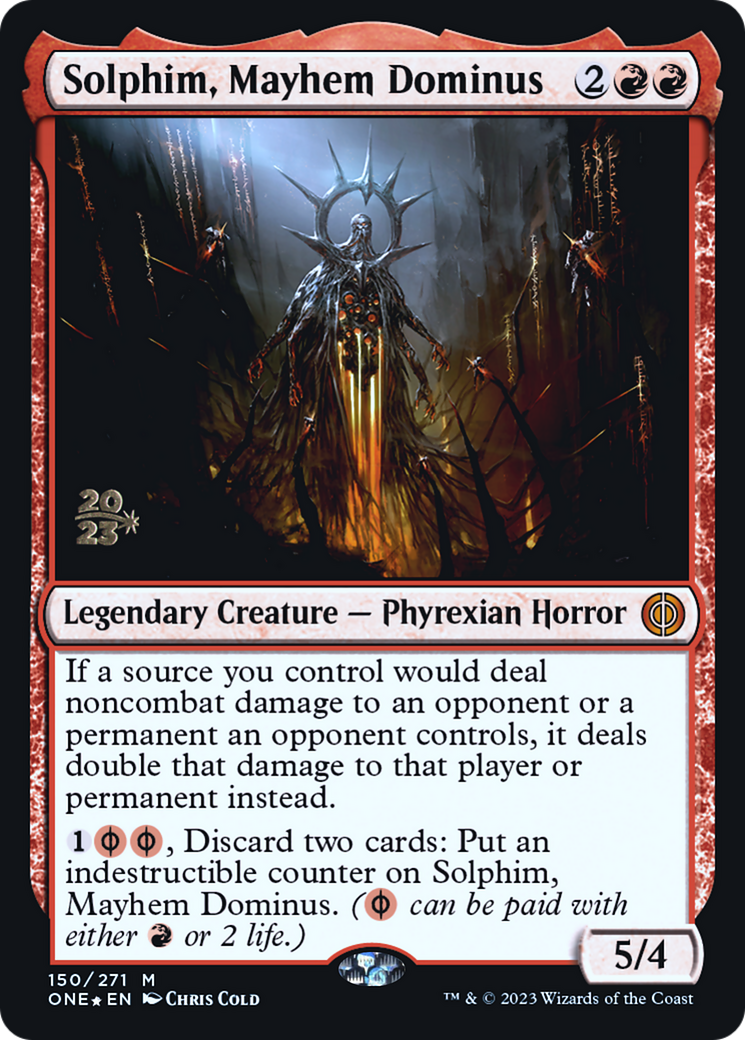Solphim, Mayhem Dominus [Phyrexia: All Will Be One Prerelease Promos] | Jomio and Rueliete's Cards and Comics