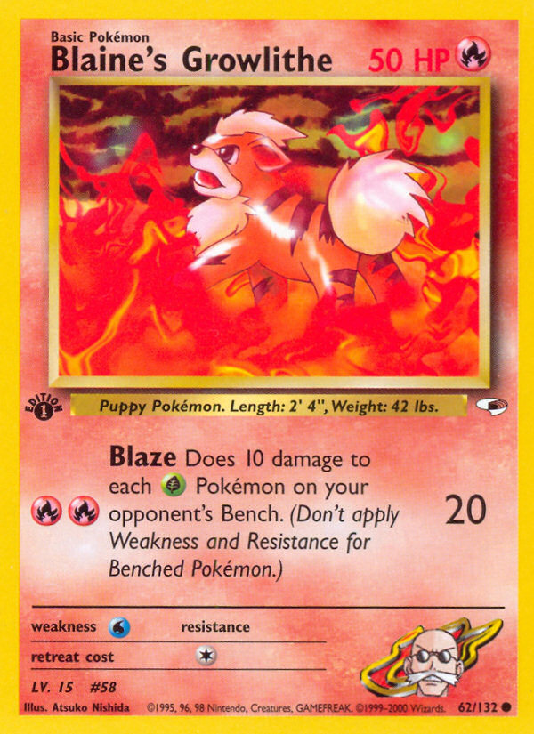 Blaine's Growlithe (62/132) [Gym Heroes 1st Edition] | Jomio and Rueliete's Cards and Comics
