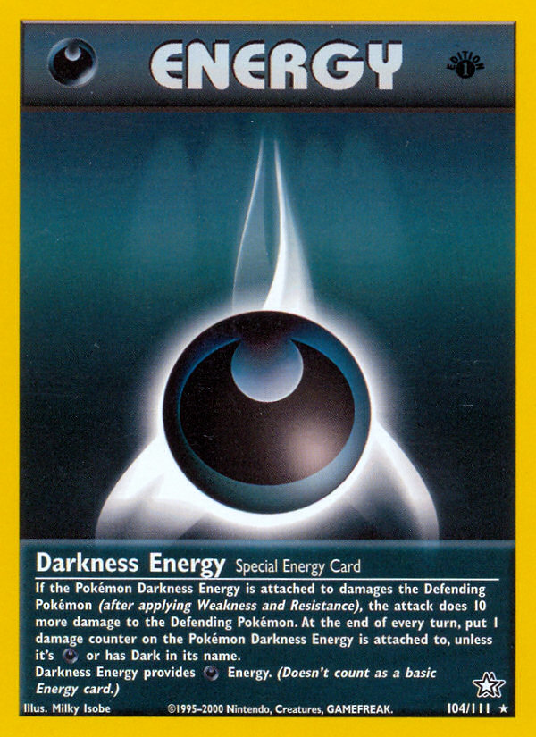 Darkness Energy (104/111) [Neo Genesis 1st Edition] | Jomio and Rueliete's Cards and Comics