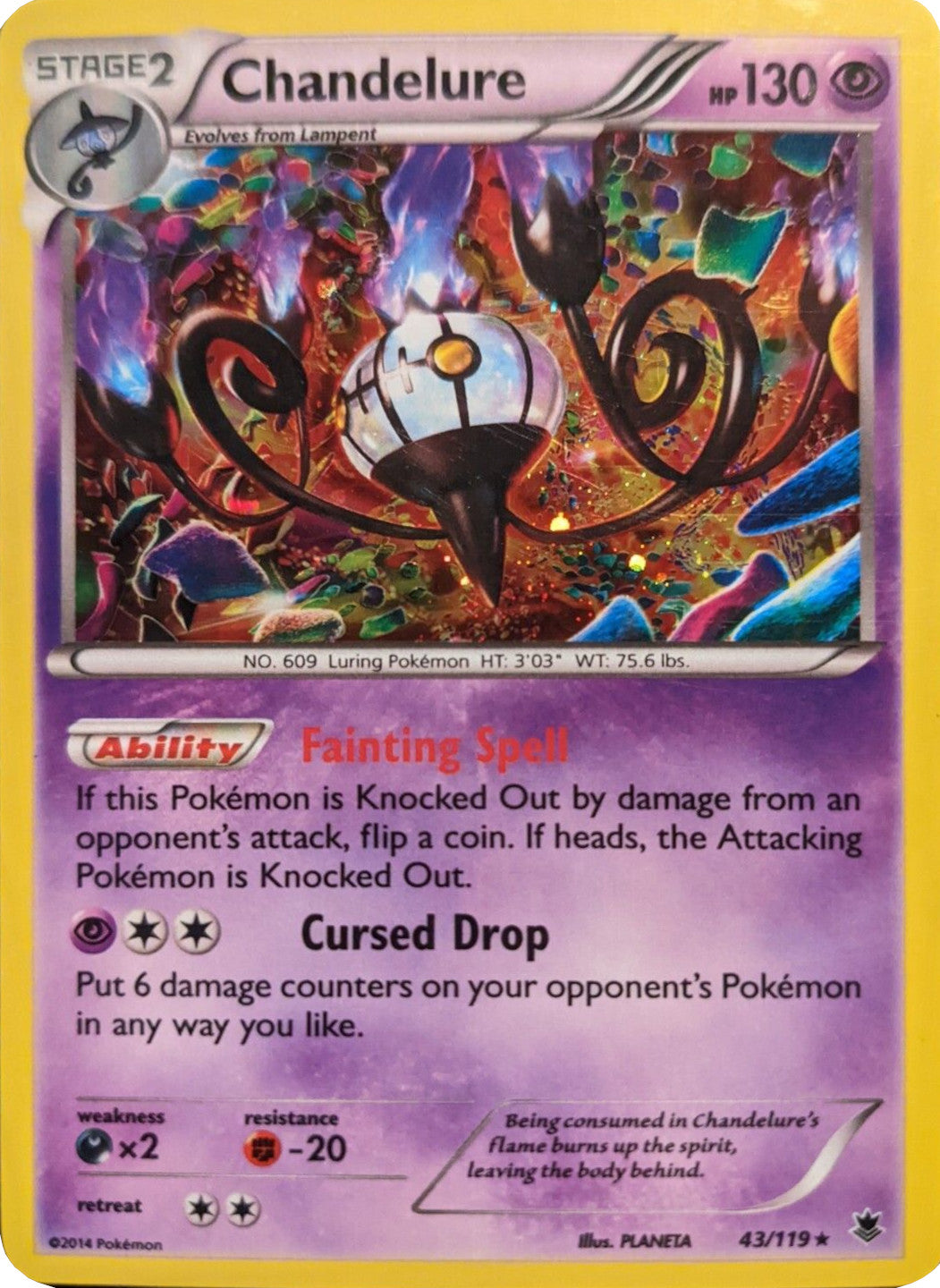 Chandelure (43/119) (Cosmos Holo) [XY: Phantom Forces] | Jomio and Rueliete's Cards and Comics