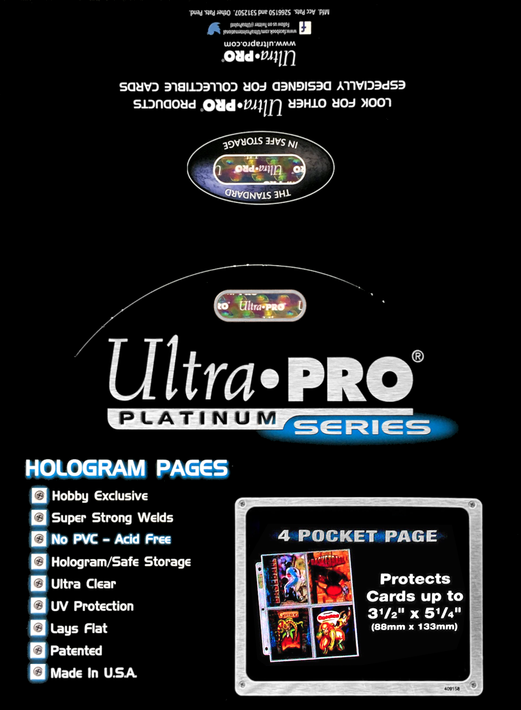 Ultra PRO: Platinum Hologram 4-Pocket Pages - 3-Holes (3.5" x 5" / 100-Pack) | Jomio and Rueliete's Cards and Comics