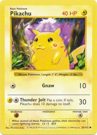 Pikachu (58/102) (Red Cheeks Misprint) [Base Set Shadowless Unlimited] | Jomio and Rueliete's Cards and Comics