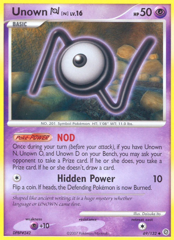 Unown N (69/132) [Diamond & Pearl: Secret Wonders] | Jomio and Rueliete's Cards and Comics