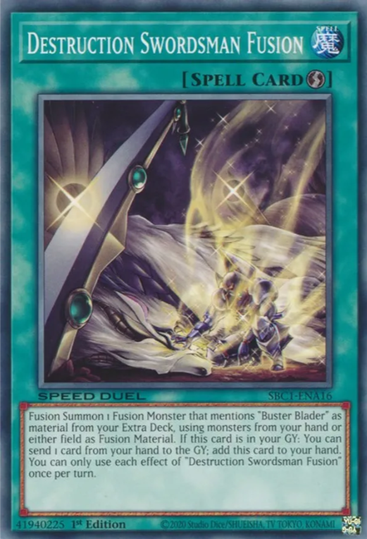 Destruction Swordsman Fusion [SBC1-ENA16] Common | Jomio and Rueliete's Cards and Comics