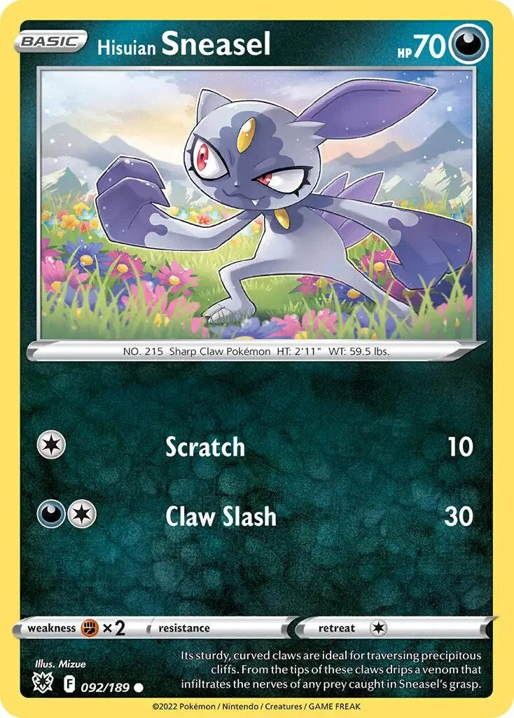 Hisuian Sneasel (092/189) (Theme Deck Exclusive) [Sword & Shield: Astral Radiance] | Jomio and Rueliete's Cards and Comics