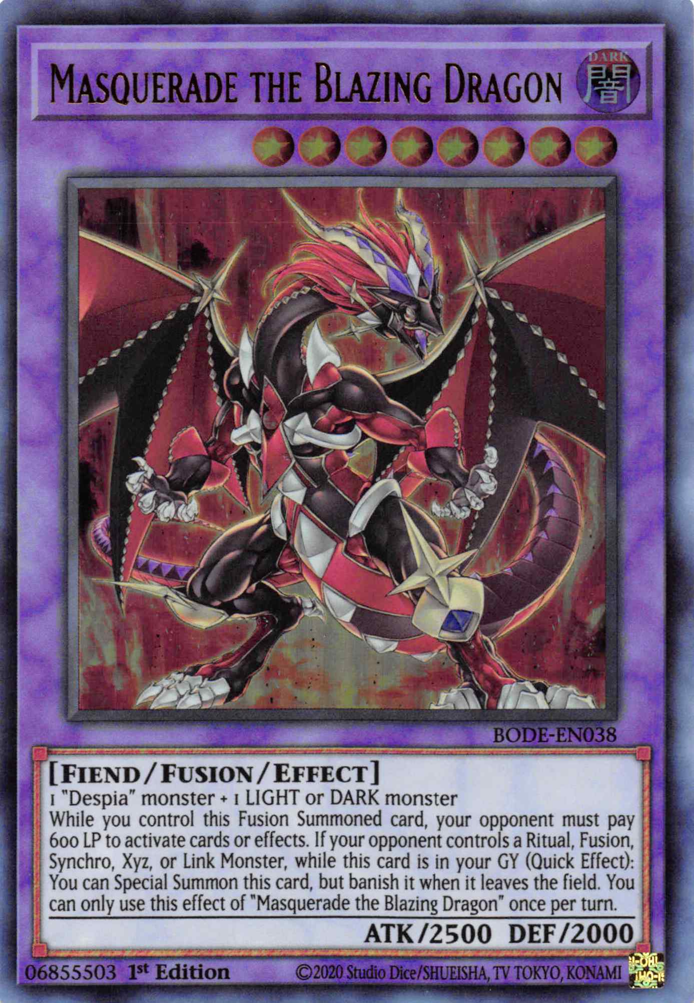 Masquerade the Blazing Dragon [BODE-EN038] Ultra Rare | Jomio and Rueliete's Cards and Comics