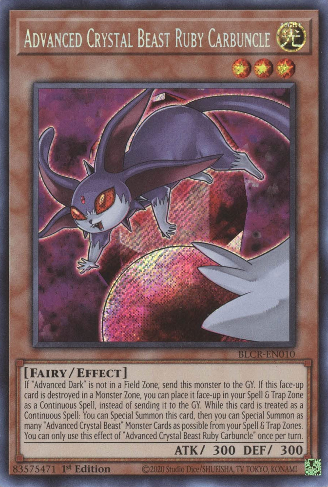 Advanced Crystal Beast Ruby Carbuncle [BLCR-EN010] Secret Rare | Jomio and Rueliete's Cards and Comics