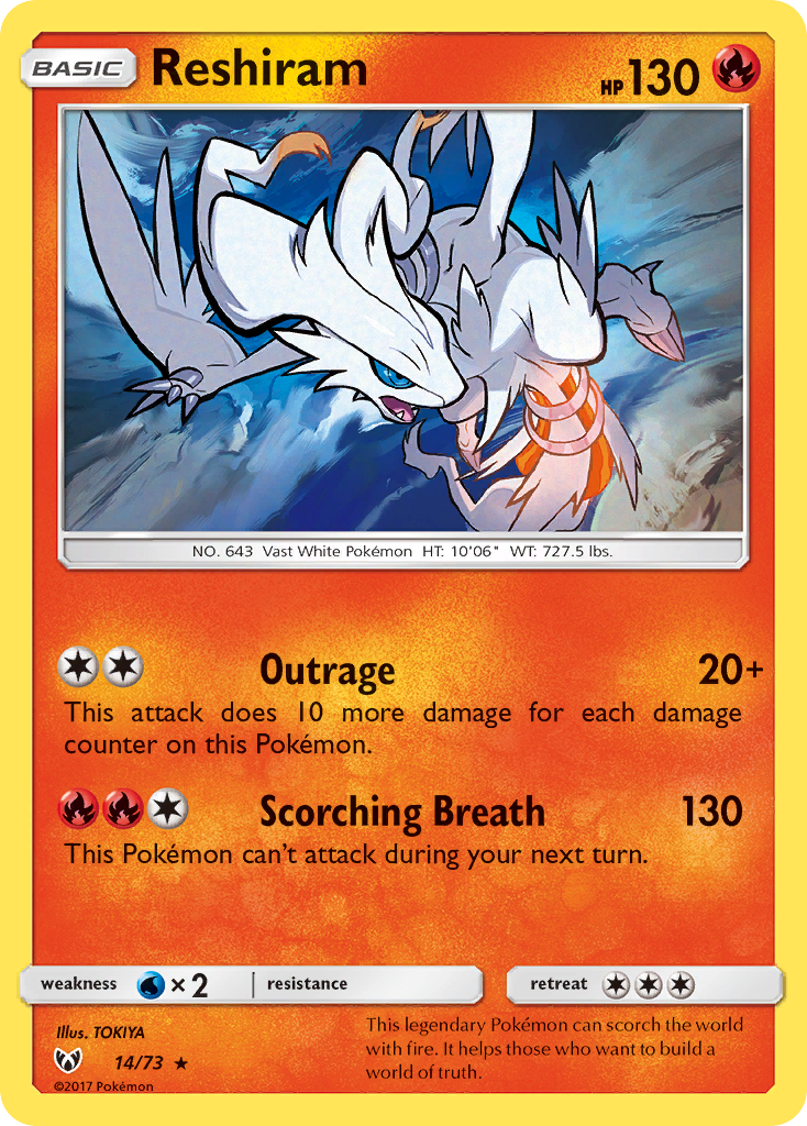 Reshiram (14/73) [Sun & Moon: Shining Legends] | Jomio and Rueliete's Cards and Comics