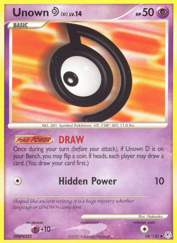 Unown D (68/130) [Diamond & Pearl: Base Set] | Jomio and Rueliete's Cards and Comics