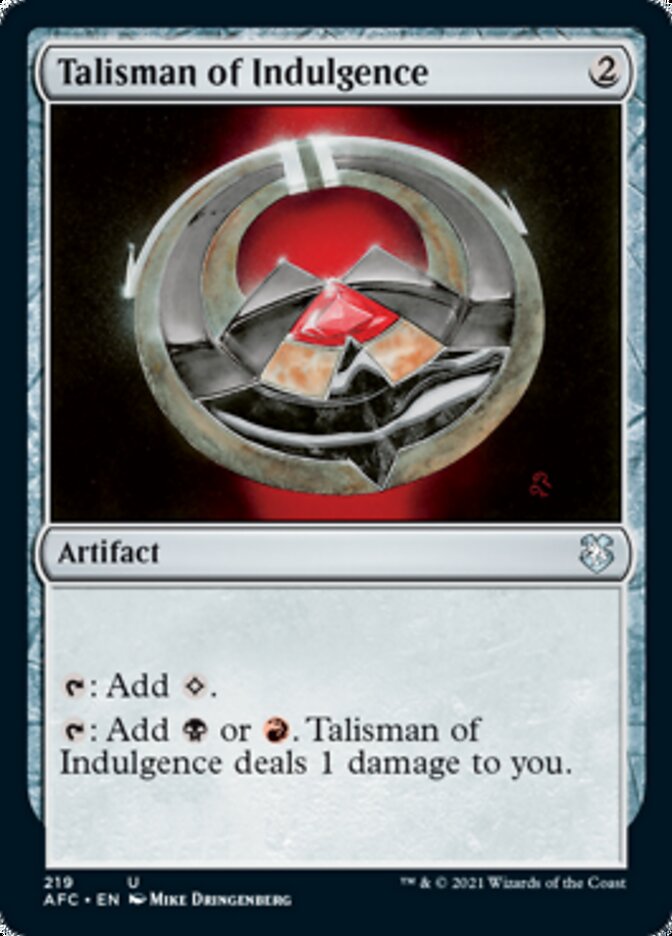 Talisman of Indulgence [Dungeons & Dragons: Adventures in the Forgotten Realms Commander] | Jomio and Rueliete's Cards and Comics